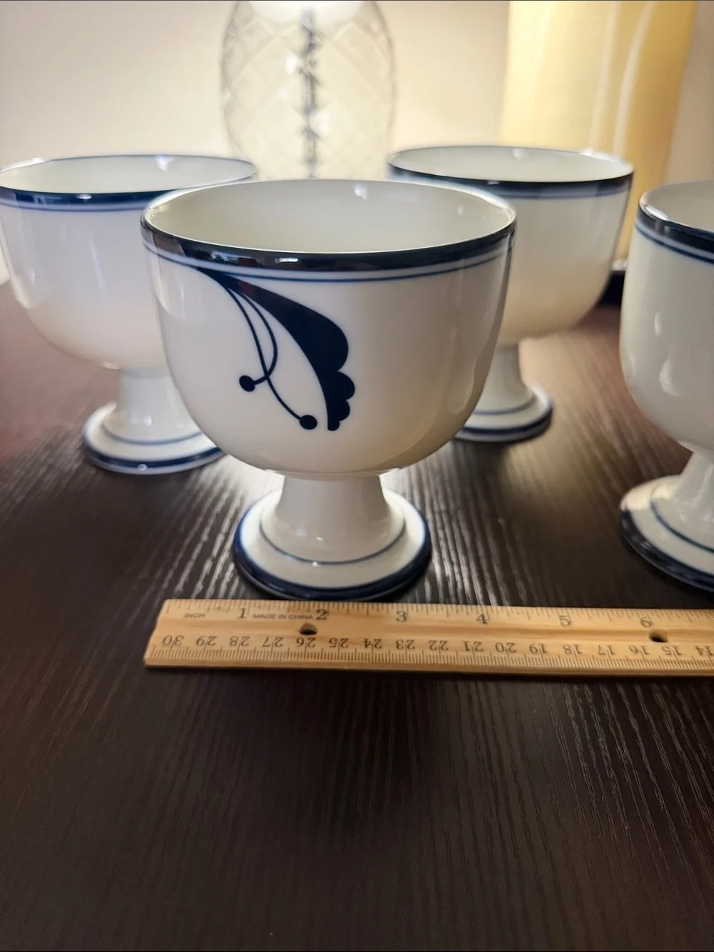 Dansk (4) Pc. Pedestal Goblets.  Two Flora Bayberry & two Bistro.